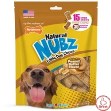 Nylabone Nubz Peanut Butter Large Chews Dog Treats - 1.7lb/15ct
