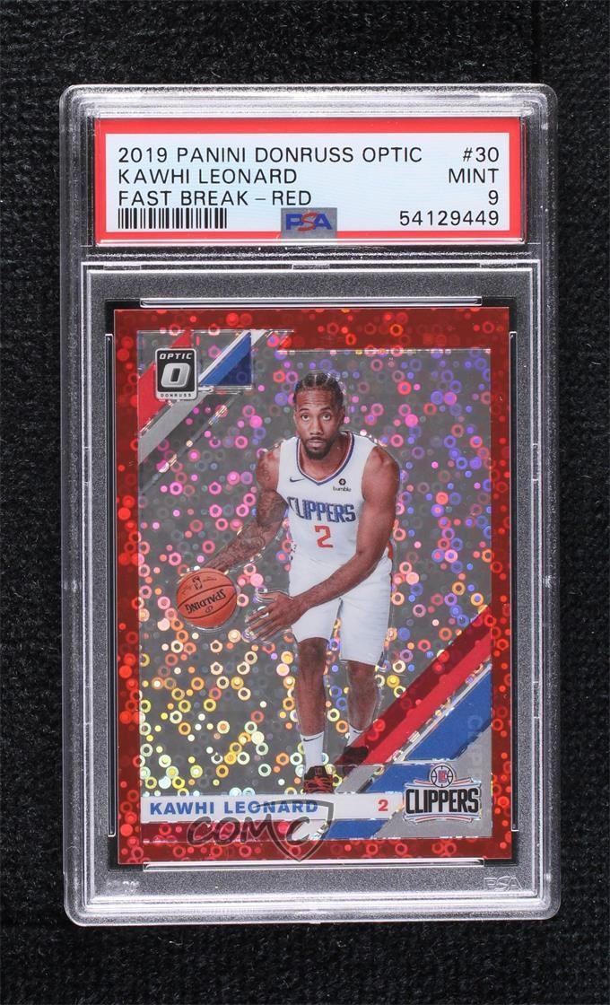2019 Donruss Optic Fast Break Red Prizm 74/85 Kawhi Leonard #30 PSA 9 MINT 7qt