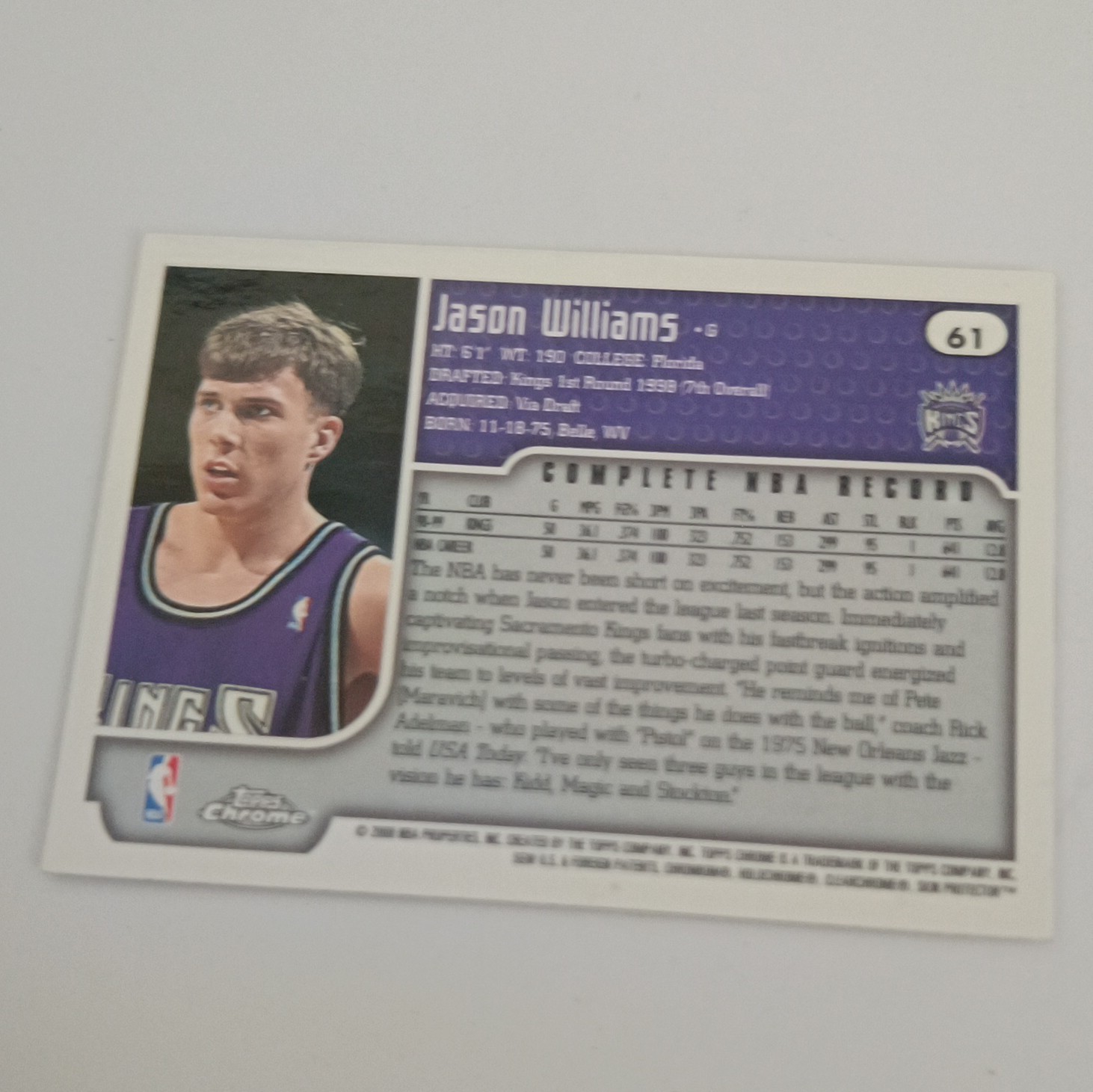 Topps 1998 Chrome Jason Williams Rookie Card image 2