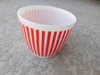 Vintage Hazel Atlas Ice Bucket Red White Striped Milk Glass MCM