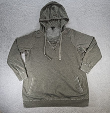 Torrid Hoodie Sweatshirt Gray Lace Up Zippers Raw Edges Popover Size 0