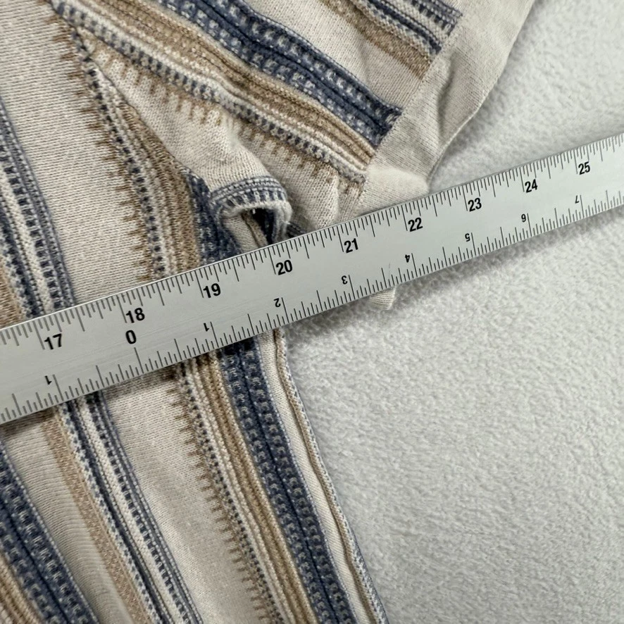 Abercrombie Fitch Sweater Shirt men's large Tan Blue Striped Knit Button Polo - Image 4 of 4