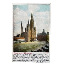 Postkarte AK Wiesbaden Kirche Gelaufen 1902