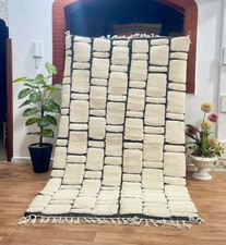 Neu Design Marokkanischer Berber Beni Ourain Wollteppich Farbe Weiß Handarbei...