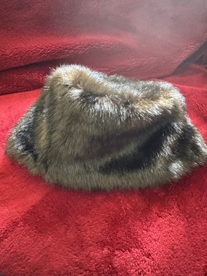Target Faux Mink  Pillbox Style Winter Hat With Fleece Lining O/S,