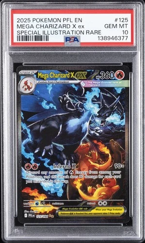 2025 POKEMON PFL SPECIAL ILLUSTRATION RARE #125 MEGA CHARIZARD X EX PSA 10