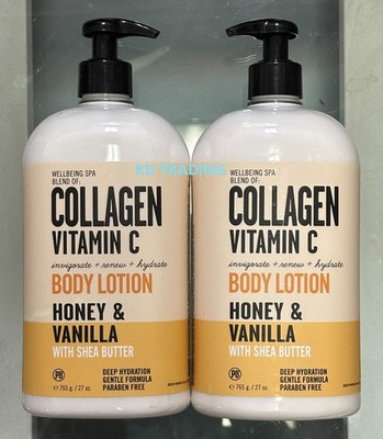 (2-Pk) WELLBEING SPA  Collagen Vitamin C Shea Butter BODY LOTION ~ HONEY VANILLA
