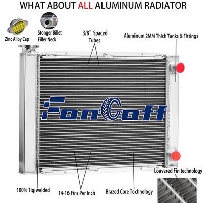 Universal 3-Row Radiator 19'' x 26'' Fit Double Pass Chevy SBC 350 Crossflow Style