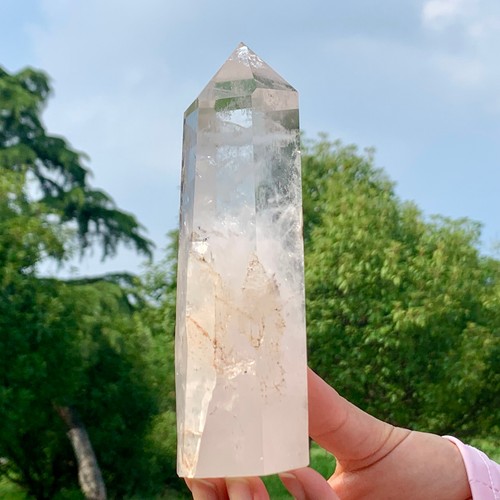 1.11LB Natural Clear White Crystal Obelisk Transparent Quartz Energy Column Reik - 第 7/24 張圖片