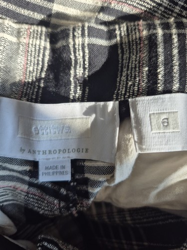 Anthro | ett:twa Pants Luca Plaid Wide Leg Crop Black White Paperbag Size 6 - Picture 10 of 17