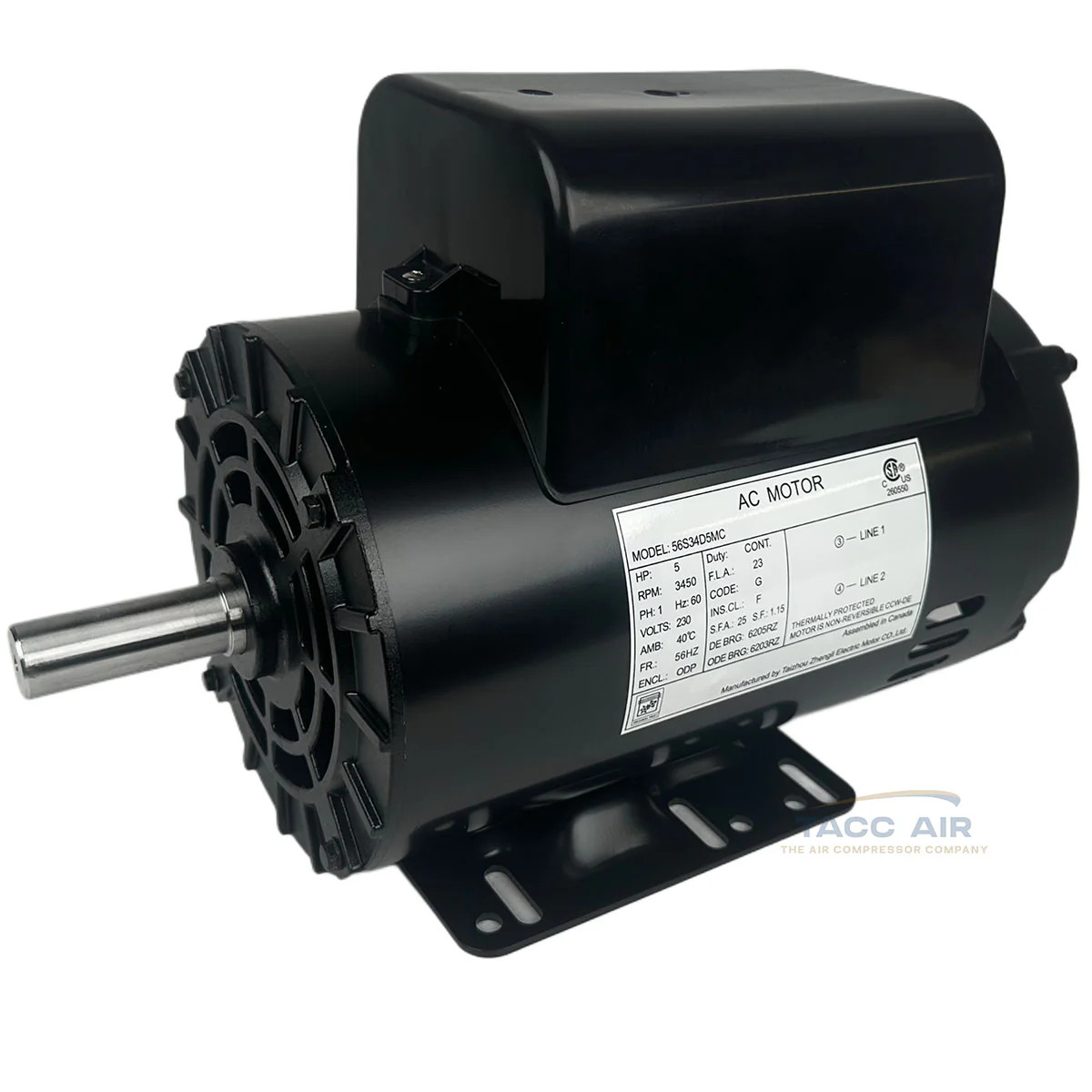 Electric Motor 3450 Rpm 230v 1 Phase 56hz Frame 7/8" Shaft