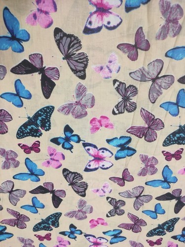 Beige Butterfly Cotton Indian Sewing Handmade Upholstery Craft Running Decor - Picture 4 of 5