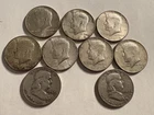 9 Silver Kennedy & Franklin Half Dollars Coins 90% 1964