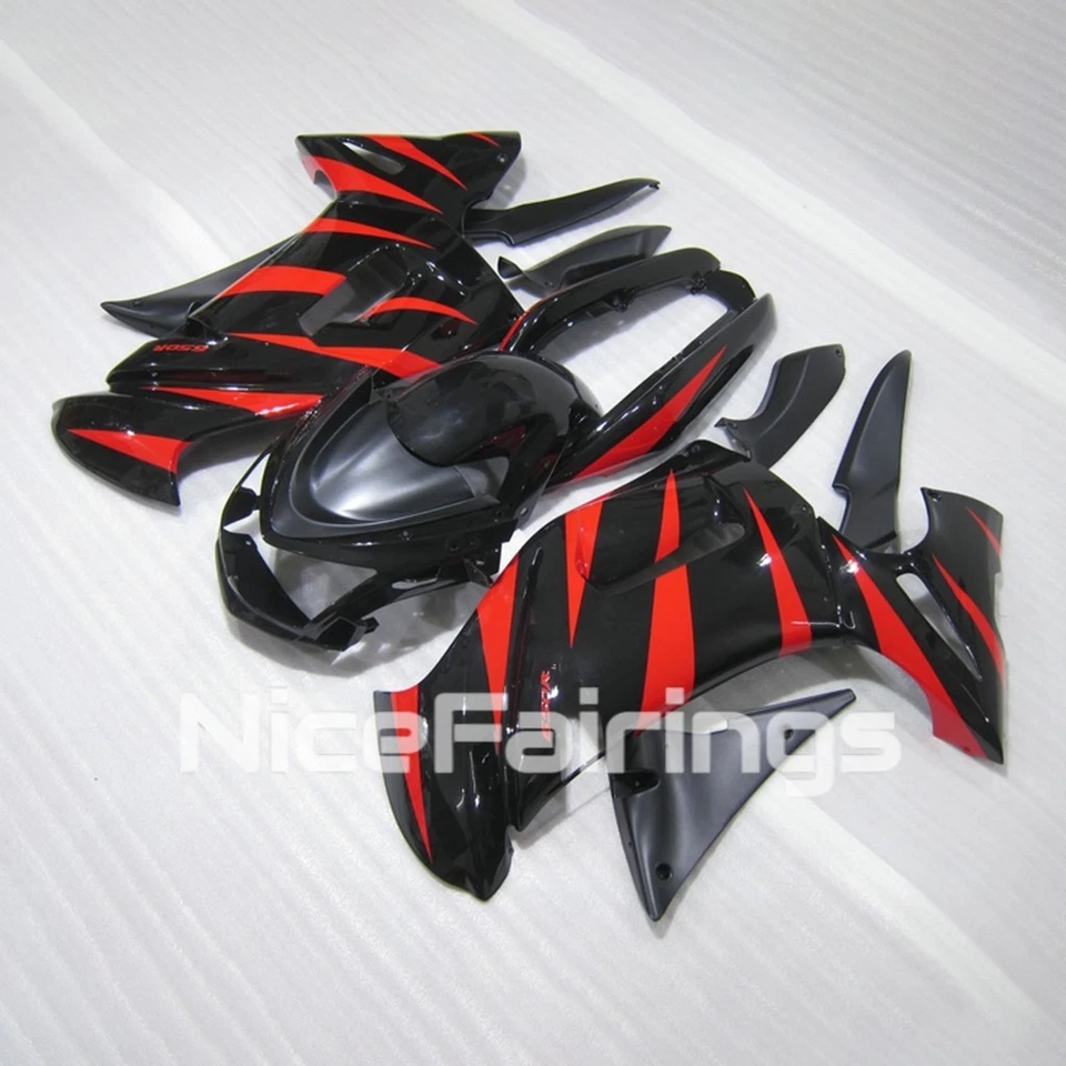 Juego de carenados de carrocería de plástico negro rojo para Kawasaki Ninja 650R 2006-2008 ER-6f Foto 3 de 4