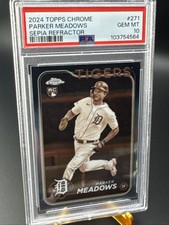 Parker Meadows 2024 Topps Chrome Sepia Refractor #271 Tigers Rookie PSA 10 POP 1