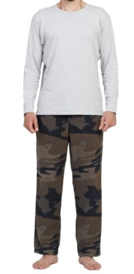 LAPASA Schwarz Langarm Grün Marine Plüsch Baumwolle Fleece Unterteil PYJAMA SET XXL