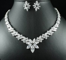 DIVINE CZ CUBIC ZIRCONIA CRYSTAL NECKLACE EARRINGS SET WEDDING PARTY CZ2205