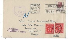 Sydney New South Wales, Australia to Portland Oregon, 8c Postage Due
