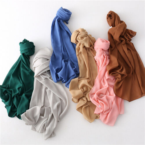 New Malaysia Turban 110*110cm Large Size Square Scarves Chiffon Hijab Headwraps - Picture 1 of 55