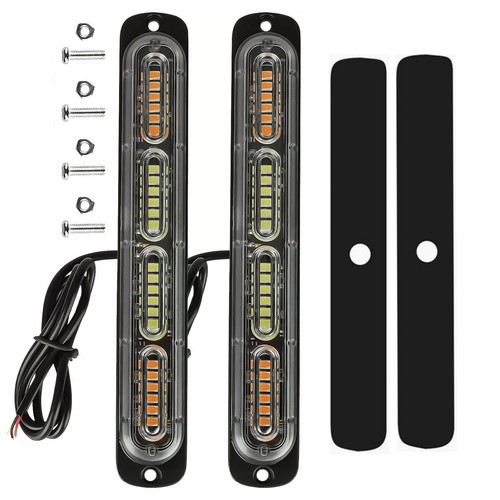 2 PIEZAS Barras de Luz Estroboscópica LED Intermitentes Amarillas/Blancas Accesorios para Coche Camión