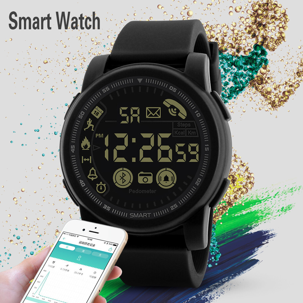 Men Digital Watch For Tracker Waterproof Bluetooth Smart Watch Sport Pedometer