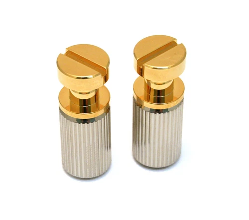 (2) Gold SAE Stop Tailpiece Studs w/Body Inserts for USA Gibson® TP-0455-002