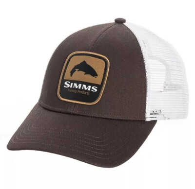 Simms Fishing Trout Patch Trucker Hat Adjustable Cap - Bark/Brown - NEW w/ Tags!