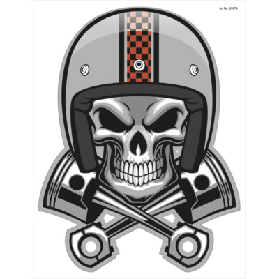Wall-art-design Skull Biker Aufkleber – 25x20 Cm, Selbstklebend & Wetterfest Für Auto & Motorrad