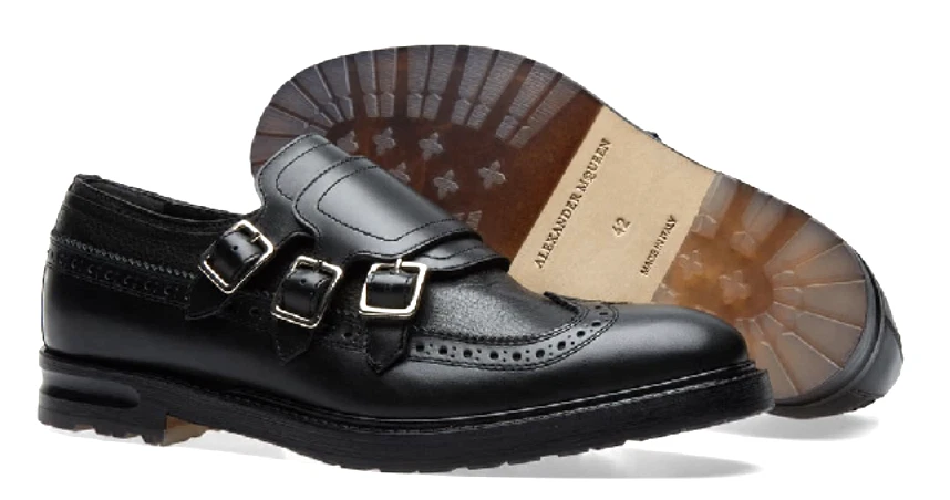 ALEXANDER MCQUEEN AMQ ICON MONK STRAP DERBY BIKER BROGUE CHELSEA SCHUHE SHOES 42