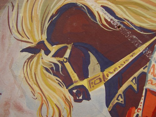 Ukrainian Soviet USSR gouache painting symbolism bogatyr bylinas horseman knight - Picture 7 of 8