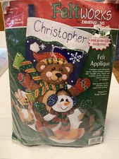 Dimensions Christmas STOCKING FELT Works Craft Holiday KIT,TOBOGGAN TRIO, 8145