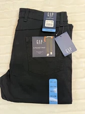 GAP Pants Men 32x30 Black Gapflex Stretch Classic Slim Fit Straight Leg Soft New