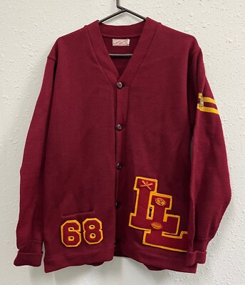 lasley knitting / スタジャン/RED Vintage Letterman Sweater Lasley Knitting Company Seattle Size 44