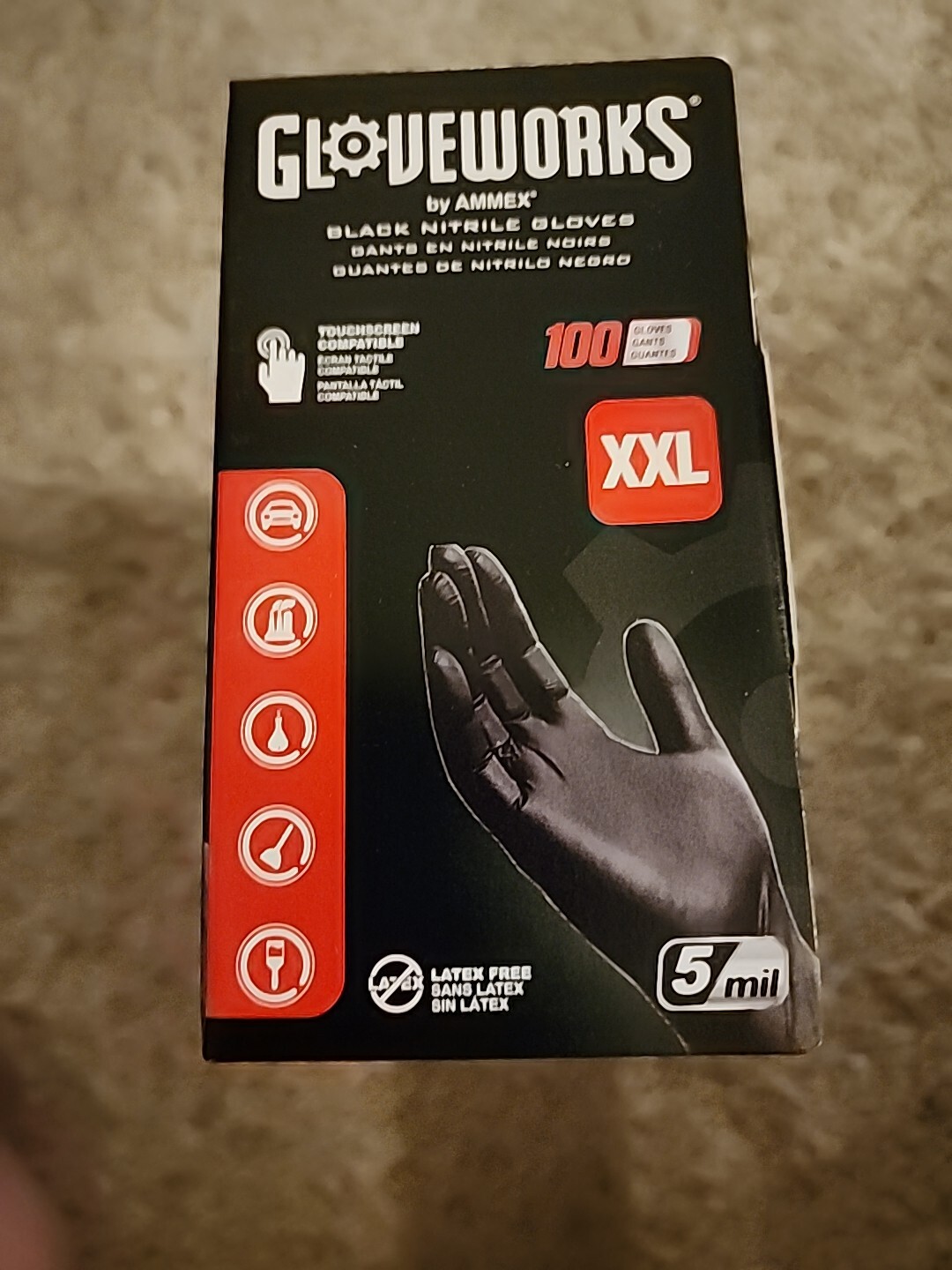 2 BOXES GLOVEWORKS NITRILE GLOVES XL 100PC PF BLACK INDUSTRIAL eBay