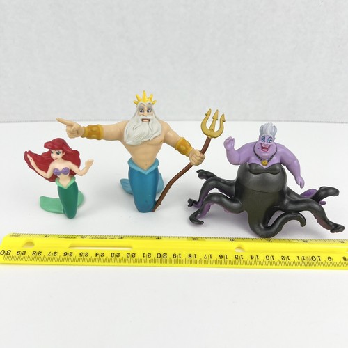 Disney The Little Mermaid Movie 3 Figurine Set Princess Ariel Ursula King Triton - Picture 3 of 6