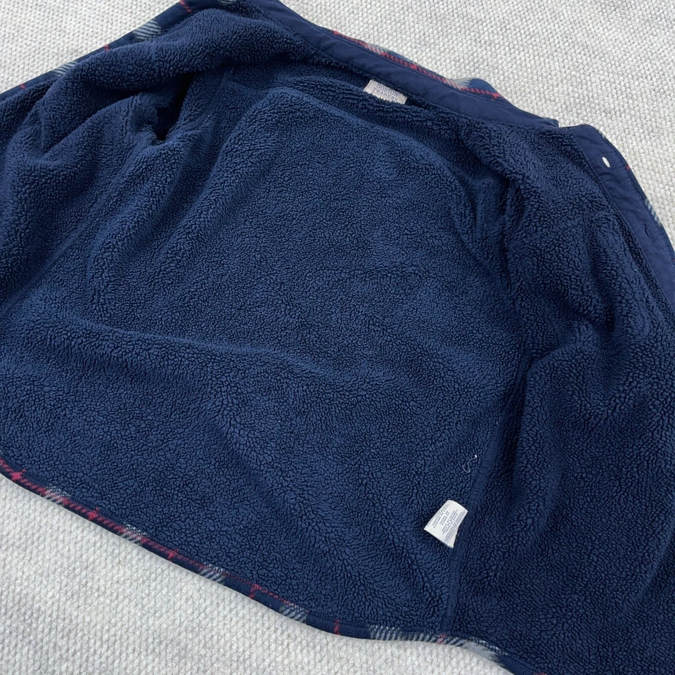 Boston Traders Shacket Men Large Blue Plaid Fleece Shirt Jacket Sherpa Lined - Image 3 of 4
