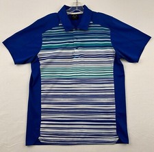 Oakley Hydrolix Mens Golf Polo Shirt Size M Blue Striped