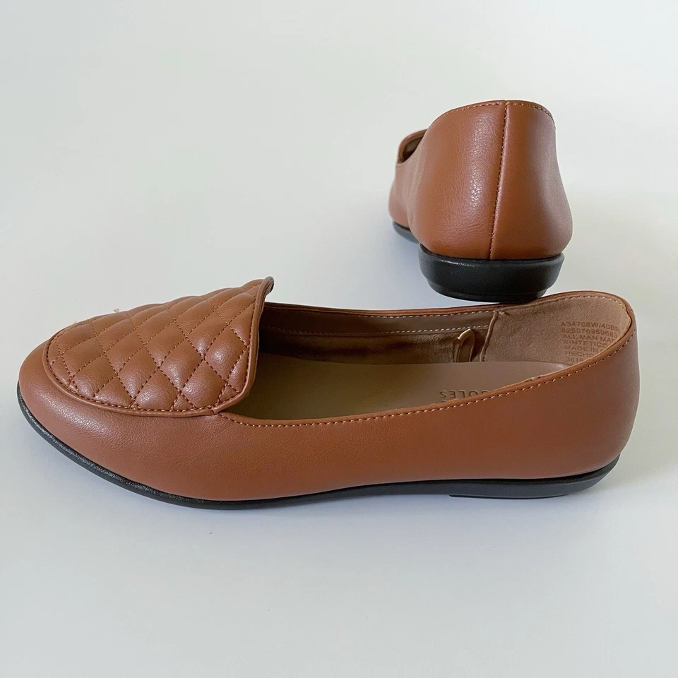 Aerosoles Mujer Briella Ancho Ancho Acolchado Ballet Pisos Marrón Coñac Talla 7W Foto 2 de 4