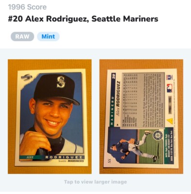 1996 ~ ALEX RODRIGUEZ #20 / SCORE (PINNACLE) BASEBALL CARD - CONDITION / MINT