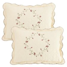 Better Homes & Gardens Hannalore 2-Piece Standard Shams Pair Cotton Ivory Floral