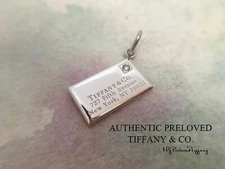 Excellent Authentic Tiffany & Co Diamond Envelope Silver Charm