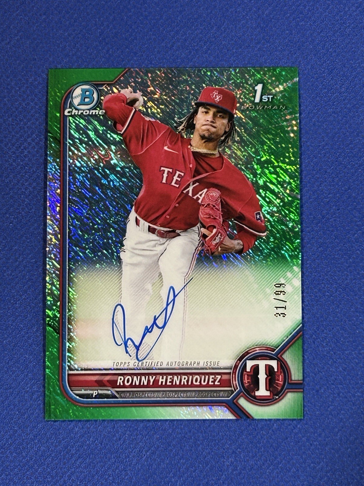 2022 Bowman Chrome RONNY HENRIQUEZ Green Refractor Rookie Autograph #cpa-rh /99