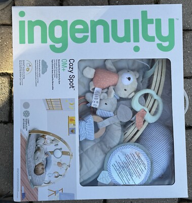 Ingenuity Cozy Spot Reversible Duvet Activity Gym with Wooden Toy Bar - Loamy