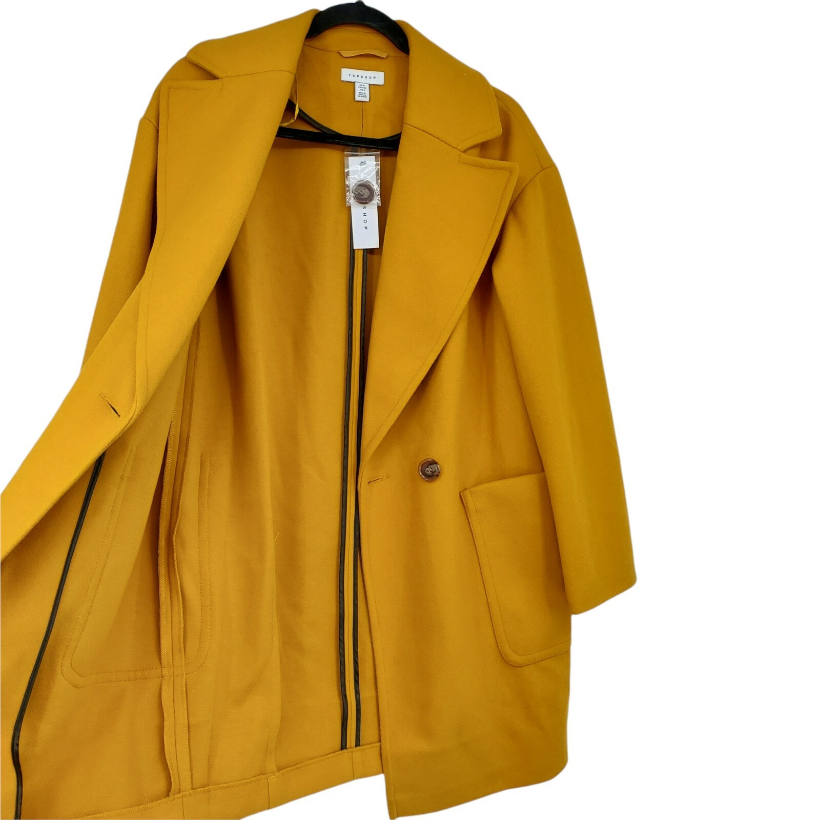 Top Shop Mustard Colored Pea Coat New 