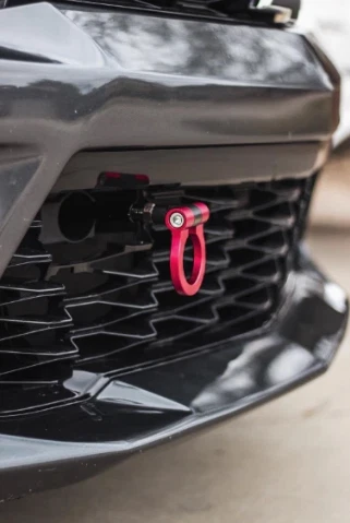 Gancho de remolque de aluminio estilo carreras deportivo JDM rojo para Chevrolet Camaro 2016-2019 Foto 4 de 4