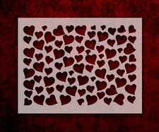 Valentine's Hearts Rectangle Pattern Stencil 8.5 x 11 Inches for Painting