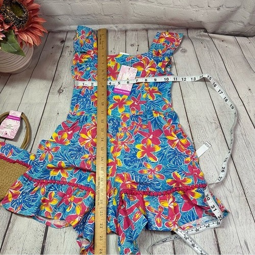 NWT tommy bahama resort collection Floral short romper with Straw Bag sz 5 - Picture 8 of 8