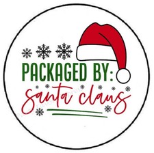 PACKAGED BY SANTA CLAUS CHRISTMAS ENVELOPE SEALS LABELS STICKERS PARTY FAVORS