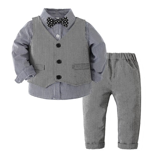 Kids Boys Suit Christening 4-Piece Birthday Gentleman Outfit Concert Pants Vest - Picture 6 of 29