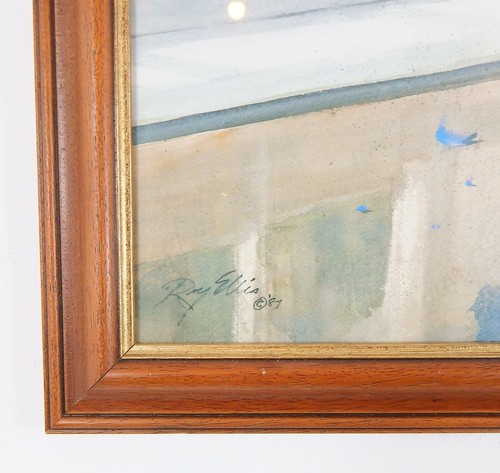 Original Druck blau Blumen Meer Fenster von Ray Ellis (23” x 18,5”) - Bild 5 von 7